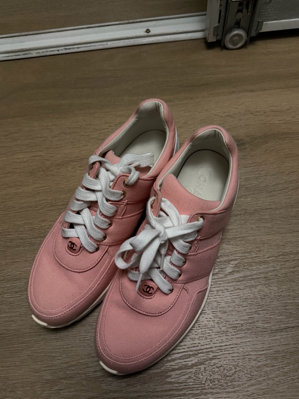 Pink Chanel Lace-Up Women's Sneakers